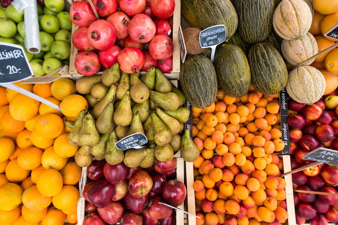 Fresh local produce at a farmers market
